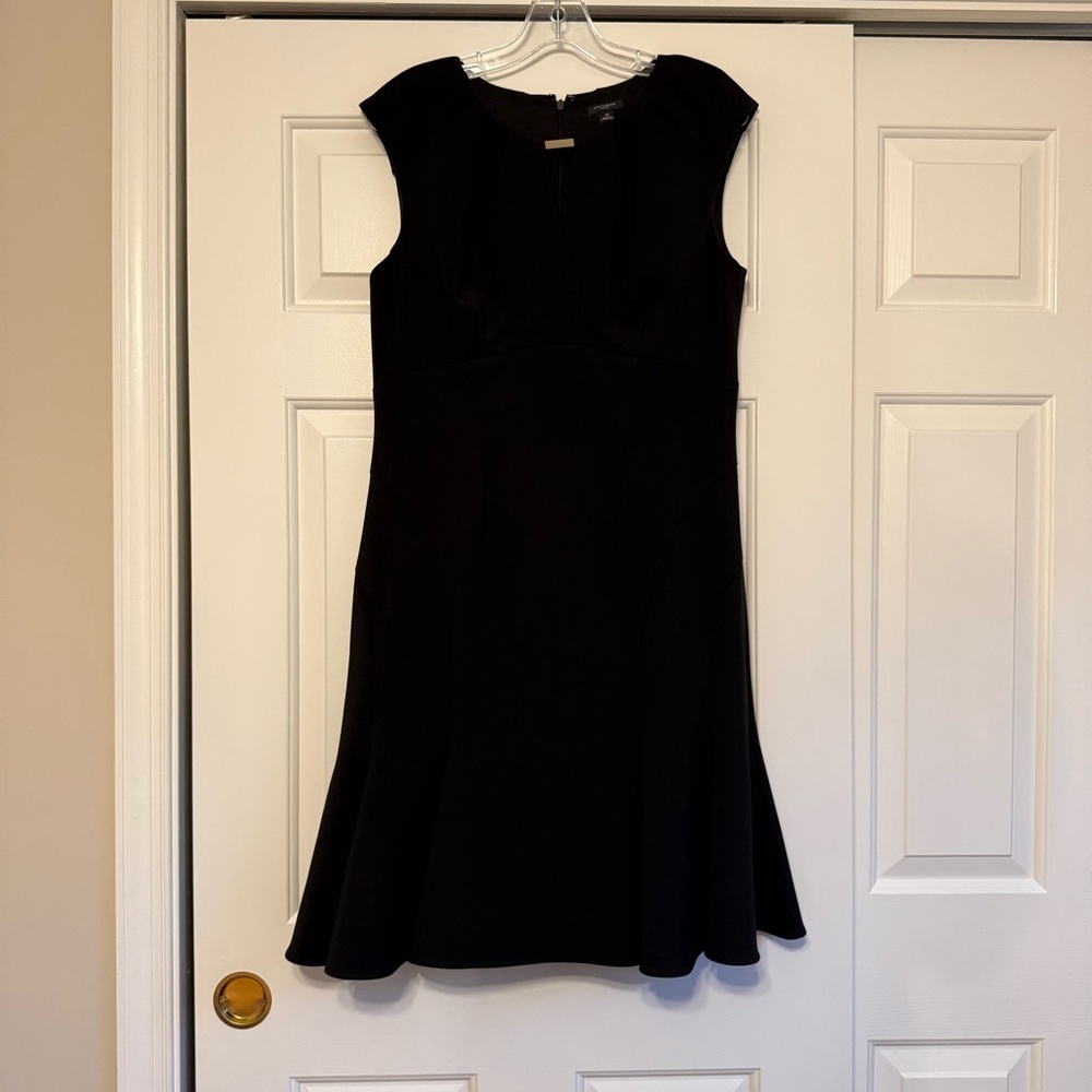Ann Taylor Women's Black Fit & Flare Dress With Pleats Short Sleeve 10